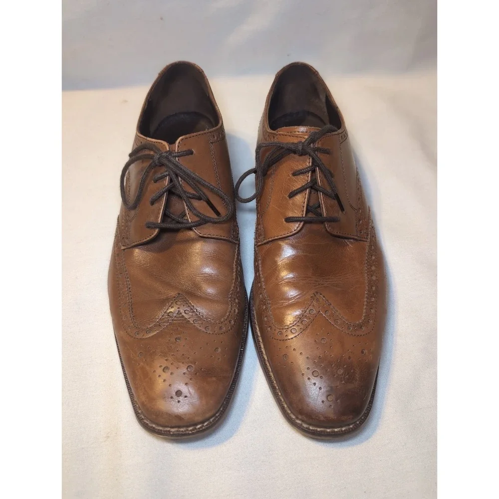 Florsheim 14137-257 Castellano Wingtip Saddle Tan Leather Mens Loafers 10D